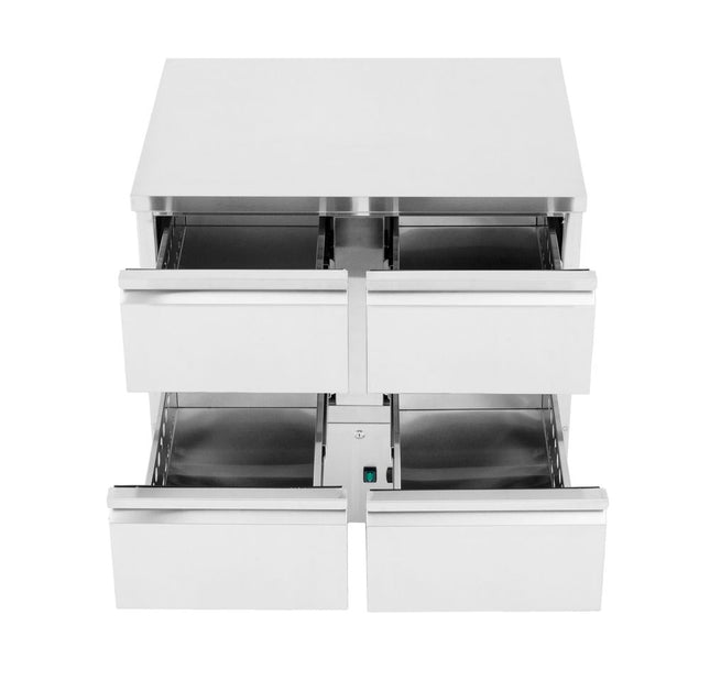 Refrigerated counter, 4 drawers, Arktic, Without backsplash, 97L, Silver, 230V/220W, 900x700x(H)868mm