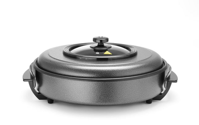 Compact Party Pan with Non-Stick Coating and Glass Lid | HENDI | 230V/1400W | 400x50mm Inner Pan