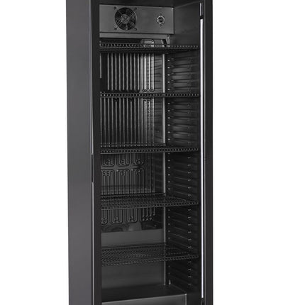Back bar refrigerator, single-door, Arktic, Canopy with LED light and switch , 274L, Black, 230V/250W, 600x577x(H)2029mm