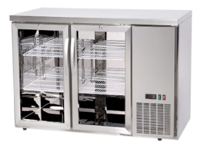 Hladilni barski pult, steklena vrata, Arktic, 4 police, 283 l, srebrn, 230 V/185 W, 1217 x 631 x (V) 865 mm