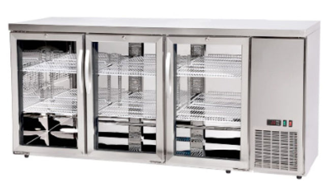 Refrigerated bar counter, glass doors, Arktic, 6 shelves, 493L, Silver, 230V/185W, 1826x631x(H)865mm