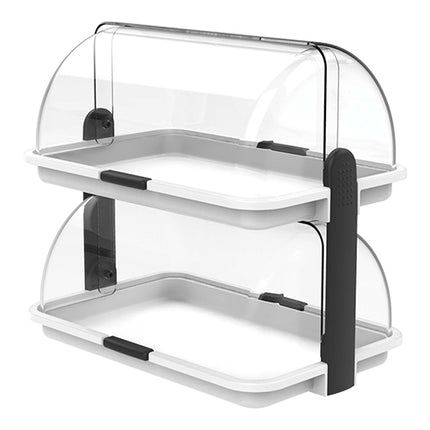 Biesse 2-Tier Rolltop Buffet Display | White Polypropylene | 38 x 26 x H35.5 cm 1