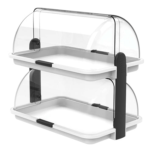 Biesse 2-Tier Rolltop Buffet Display | White Polypropylene | 38 x 26 x H35.5 cm 1
