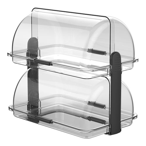 Biesse 2-Tier Rolltop Buffet Display | Transparent Polypropylene | 38 x 26 x H35.5 cm 1