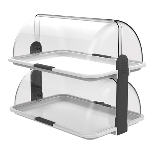 2-Tier Rolltop Buffet Display | Biesse | White Polypropylene | 46.5 x 31.5 x H40.5 cm 1