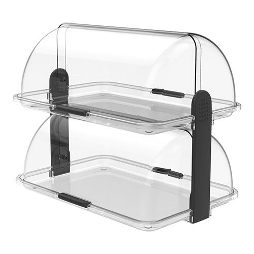 Biesse 2-Tier Rolltop Buffet Display | Transparent Polypropylene | 46.5 x 31.5 x H40.5 cm 1