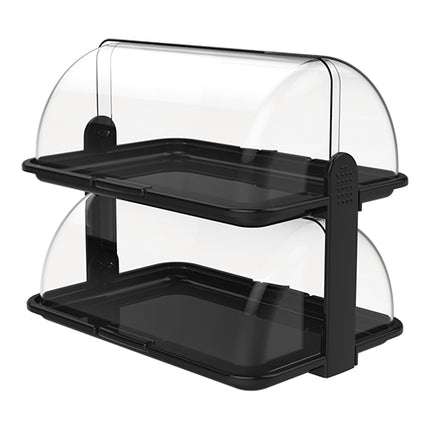 Biesse 2-Tier Rolltop Buffet Display | Black Polypropylene | 46.5 x 31.5 x H40 cm 1
