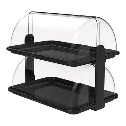 Biesse 2-Tier Rolltop Buffet Display | Black Polypropylene | 46.5 x 31.5 x H40 cm 1