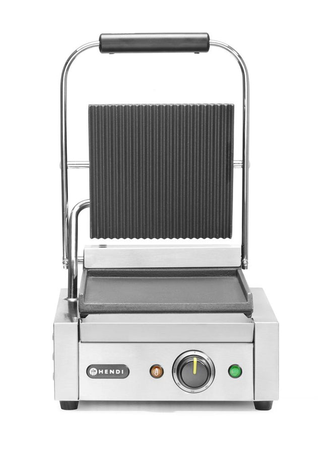 Contact Grill Single Version | HENDI | 230V/1800W | Ribbed Top & Smooth Bottom | 310x375x216mm