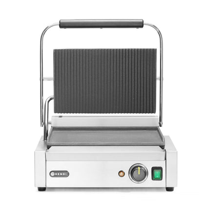 Panini Contact Grill with Ribbed Top and Smooth Bottom | HENDI | 230V/2200W