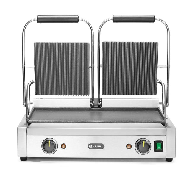 Double Contact Grill with Ribbed Top and Smooth Bottom | HENDI | 230V/3600W