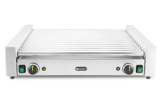Sausage rolling grill XL - 2 zones, HENDI, 14 rollers, Silver, 230V/2000W, 732x590x(H)168mm, Rectangular