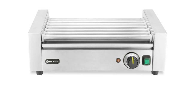 Sausage rolling grill, 1 zone, HENDI, 7 rollers, Silver, 230V/620W, 566x375x(H)192mm, Rectangular