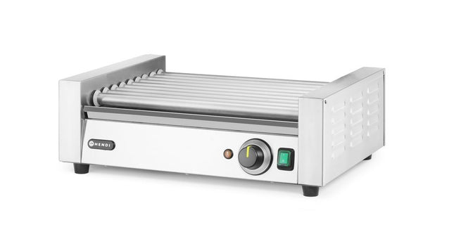 Sausage rolling grill, 1 zone, HENDI, 9 rollers, Silver, 230V/790W, 566x450x(H)192mm, Rectangular