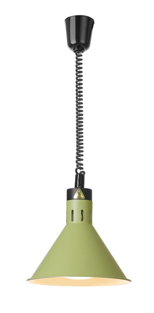 Adjustable Rise and Fall Heat Lamp Conical | HENDI | Green | 230V/250W | Ø275x250mm