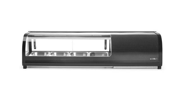 Vitrina za suši, Arktic, priložene posode: 4 x GN 1/3 (V) 40 mm, črna, 230 V/190 W, 426 x 1177 x (V) 296 mm