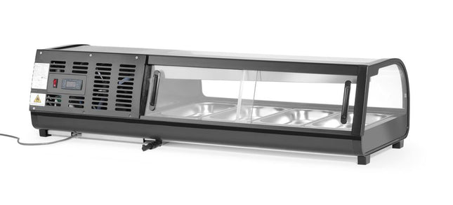 Vitrina za suši, Arktic, priložene posode: 4 x GN 1/3 (V) 40 mm, črna, 230 V/190 W, 426 x 1177 x (V) 296 mm