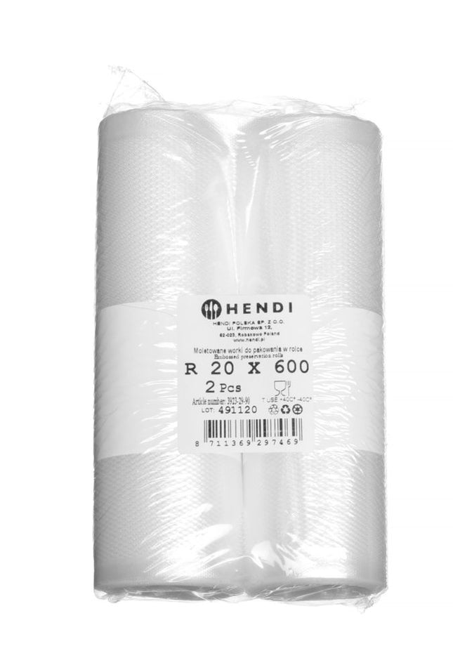 Embossed Vacuum Bag Roll for Food Storage | HENDI | 2 Rolls | 6000x200mm