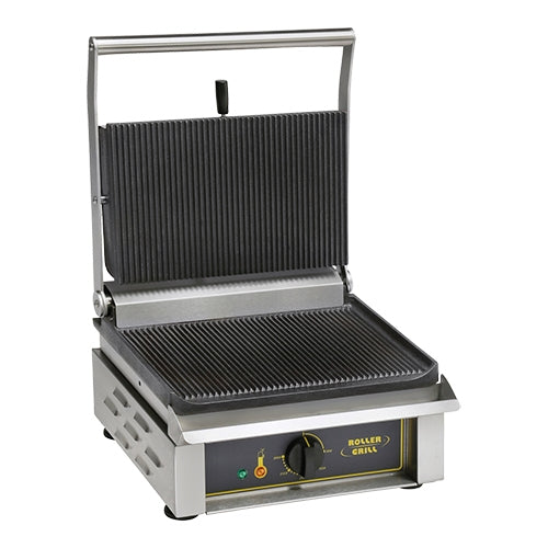 Roller Grill Panini Ribbed Contact Grill | Cast Iron Plates | 3000 W | Work Surface 36 x 24 cm 1