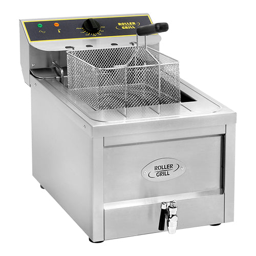 Electric Countertop Fryer 12 L Stainless Steel | Roller Grill | Cold Zone & Drain Valve | 9000 W 1