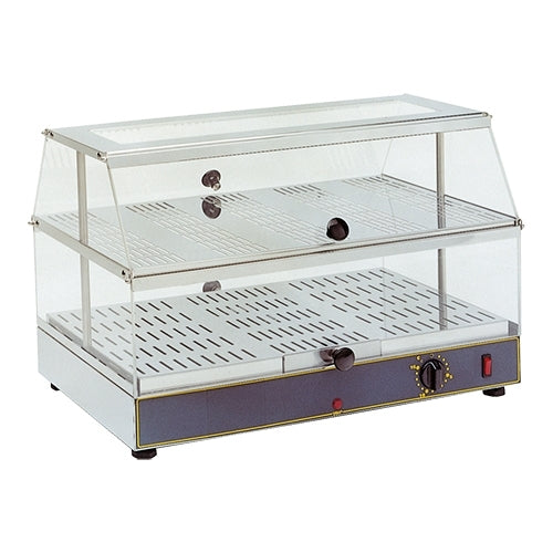 Heated Food Display Showcase with 2 Floors | Roller Grill | Stainless Steel, 650 W, 20-90°C | 59 x 35 x H39 cm 1