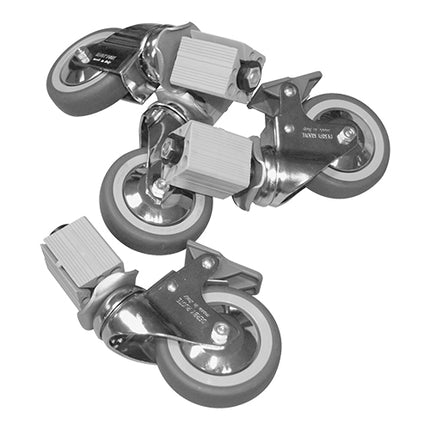 Set of 4 Stainless Steel Swivel Wheels, 2 with Brake | Multinox | Ø8 x H11 cm 1