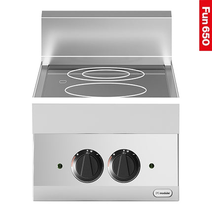 Countertop Electric Ceramic Hob, 2 Zones | Modular Fun 650 | Ø20 cm Zones | 4,600 W | 40 x 65 x H44.8 cm 1