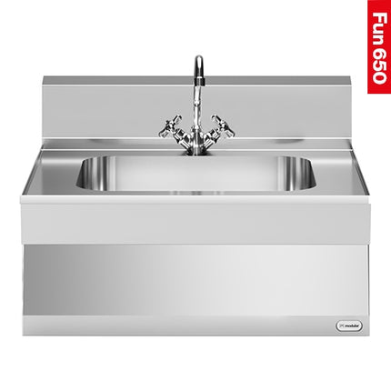 Stainless Steel 18/10 Hand Wash Basin with Mixing Tap | Modular Fun 650 | Countertop | Sink 20 x 50 x 40 cm | 70 x 65 x H44.9 cm 1