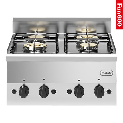 Countertop 4-Zone Natural Gas Cooker | Modular Fun 600 | 13,800 W | 60 x 60 x H41 cm 1
