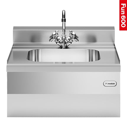 Hand Wash Basin with Mixing Tap and Overflow | Modular Fun 600 | Stainless Steel 18/10 Countertop | Sink 20 x 40 x 40 cm 1