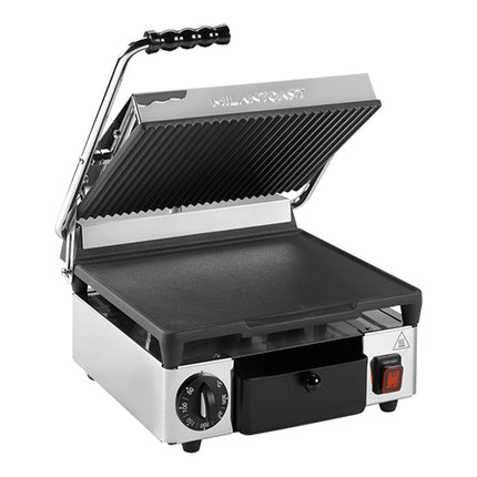 MilanToast Contact Grill with Ribbed Top and Smooth Bottom Plate | Ceramic Non-Stick Cast Iron | 1,730 W | 29 x 25 cm 1