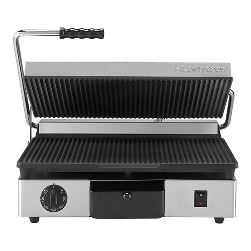MilanToast Contact Grill with Ribbed Plates | Ceramic Non-Stick Cast Iron | 2,760 W | 43 x 25 cm 1