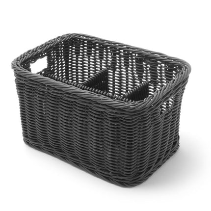 Cutlery Basket with 4 Compartments, Black | HENDI | 260x180x150mm