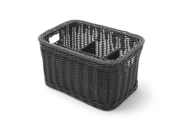 Cutlery Basket with 4 Compartments, Black | HENDI | 260x180x150mm