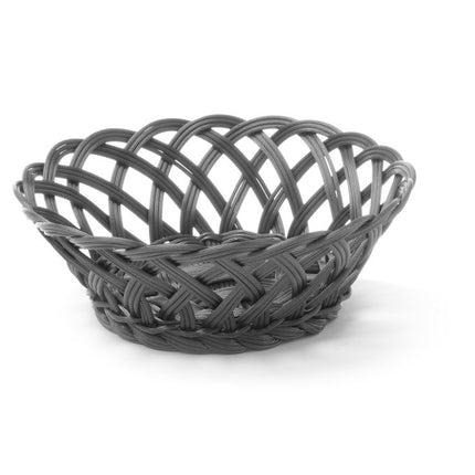 Round Basket with Woven Sides, Black | HENDI | 200x200x65mm