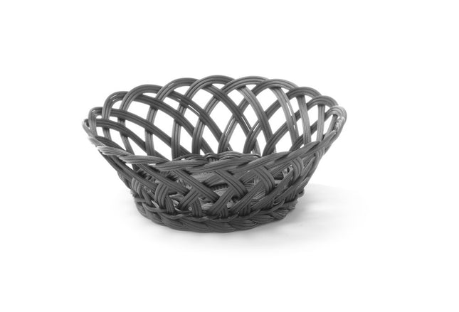 Round Basket with Woven Sides, Black | HENDI | 200x200x65mm