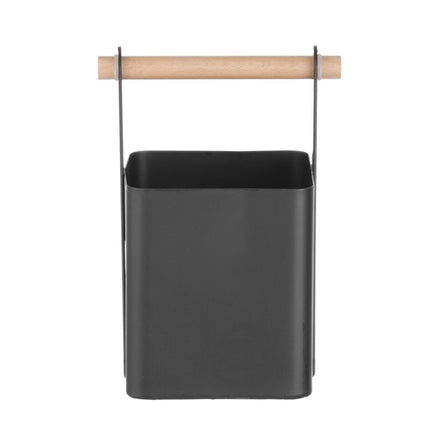 Black Powder-Coated Table Caddy with Wooden Handle 140x105x190mm | HENDI