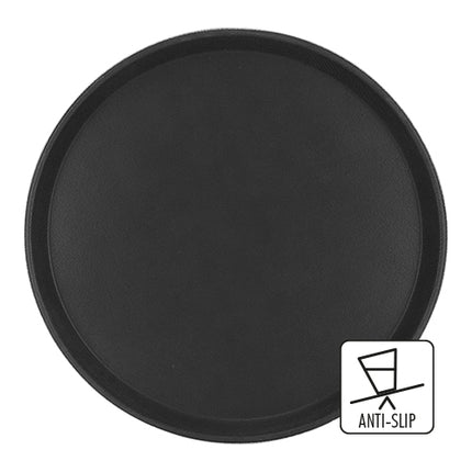 Round Anti-Slip Fiberglass Serving Tray | CaterChef | Black | Ø40 cm 1