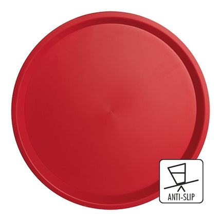 CaterChef Round Anti-Slip Serving Tray | Red Polypropylene | Ø36.5 cm 1