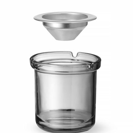 Glass Ashtray with Stainless Steel Funnel | HENDI | Ø98x99mm | Round 2