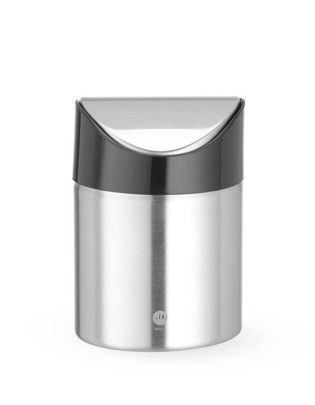 Tabletop Litter Bin with Stainless Steel Swing Cover | HENDI | Ø95x130mm