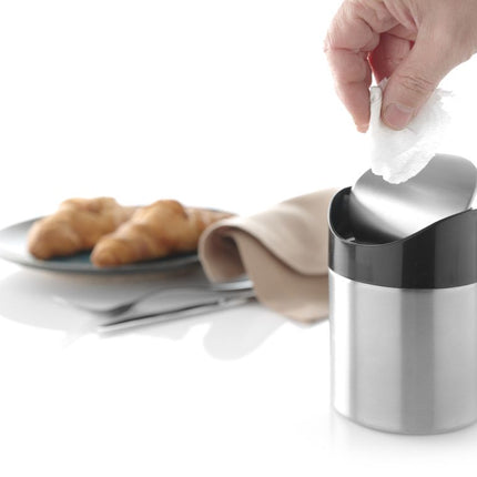 Tabletop Litter Bin with Stainless Steel Swing Cover | HENDI | Ø95x130mm 3