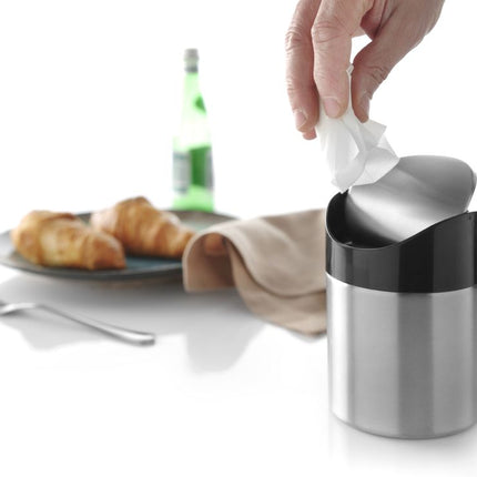 Tabletop Litter Bin with Stainless Steel Swing Cover | HENDI | Ø95x130mm 2