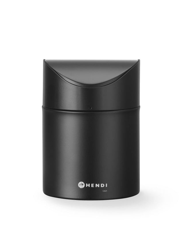 Tabletop Litter Bin with Swing Cover | HENDI | Black | 1.2L