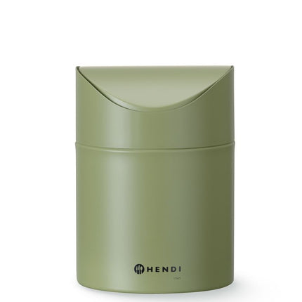 Tabletop Litter Bin with Swing Cover | HENDI | Green | 1.2L