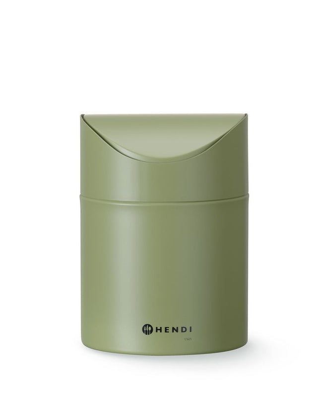 Tabletop Litter Bin with Swing Cover | HENDI | Green | 1.2L