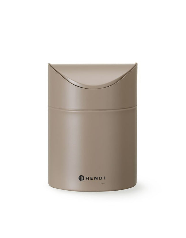 Tabletop Litter Bin with Swing Cover | HENDI | Beige | 1.2L