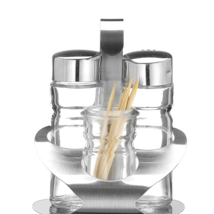 3-Piece Condiment Set with Toothpick Holder | HENDI | Matt Finish 2