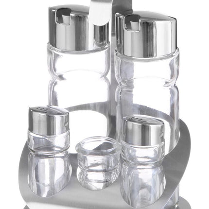 5-Piece Condiment Set with Oil, Vinegar, and Toothpick Holder | HENDI | Matt Finish