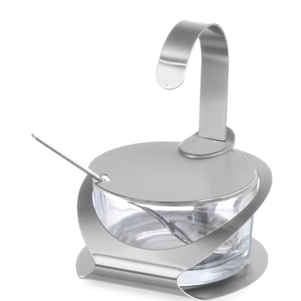 Cheese and Sugar Dish with Glass Bowl and Stainless Steel Spoon | HENDI